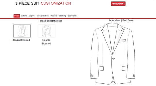 3 Pieces Suit Customization with style options